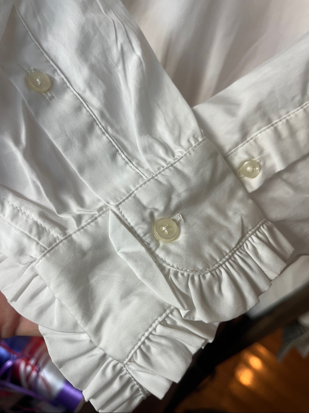 Trovata Birds of Paradis Breezy Ruffle Collar Henley Cotton Blouse - Picture 8 of 17